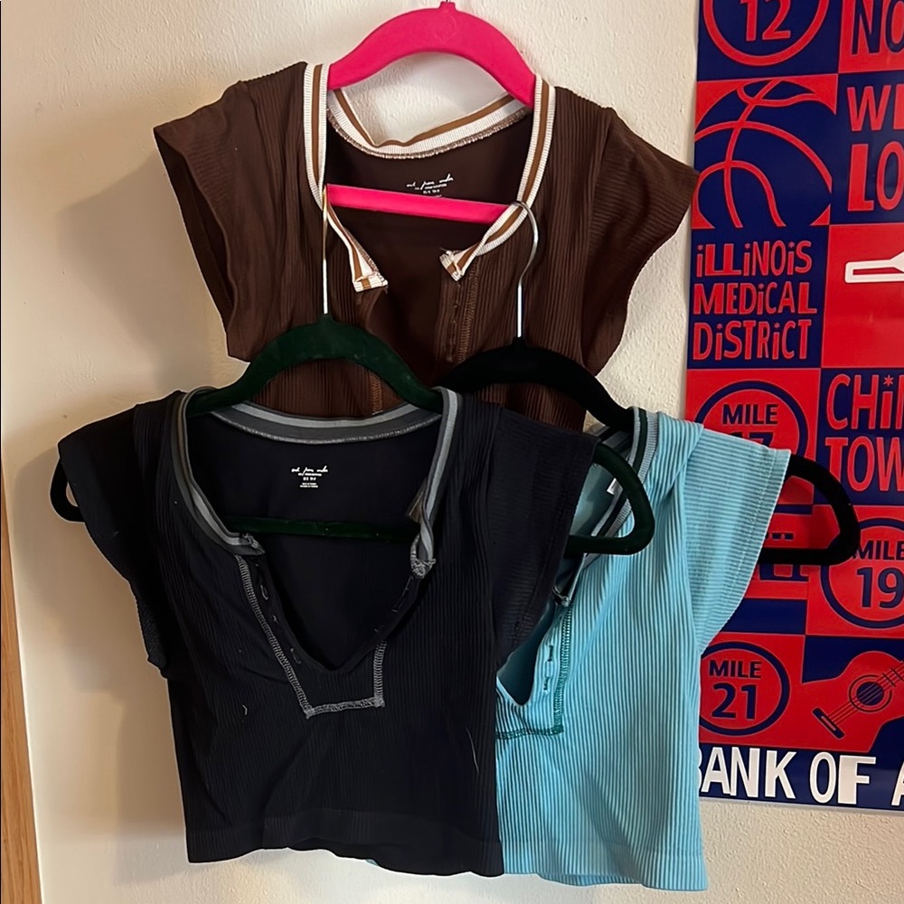 Urban Outfitters Black, Brown, and Blue Ribbed Top